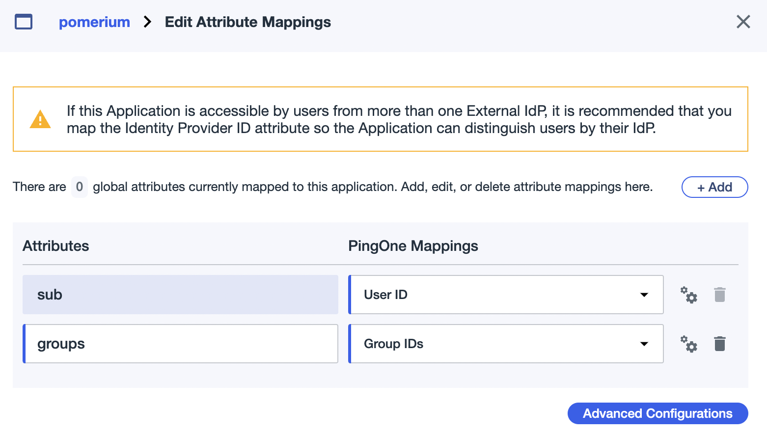 Ping Attribute Mappings